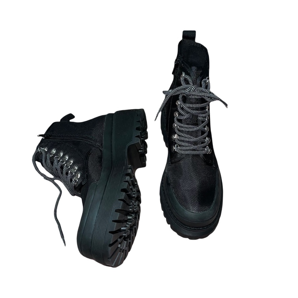 Black Steve Madden Lace Up Platform Boots